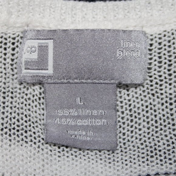 ⚓🤍💙 JCP Cotton-Blend Tee · White & Navy · L - Picture 2 of 5